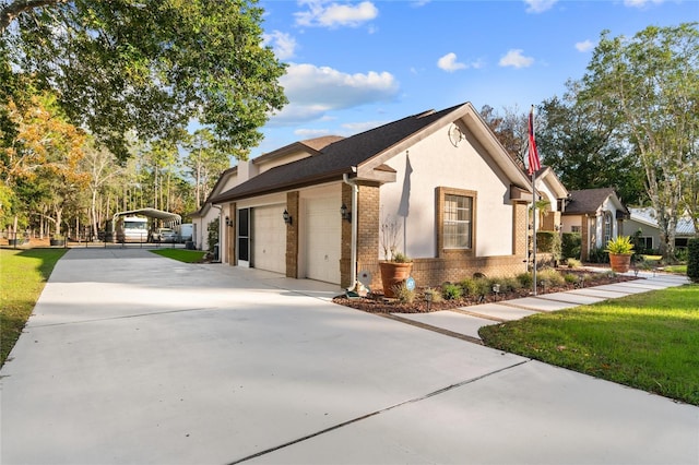 view of property exterior with a garage and a carport