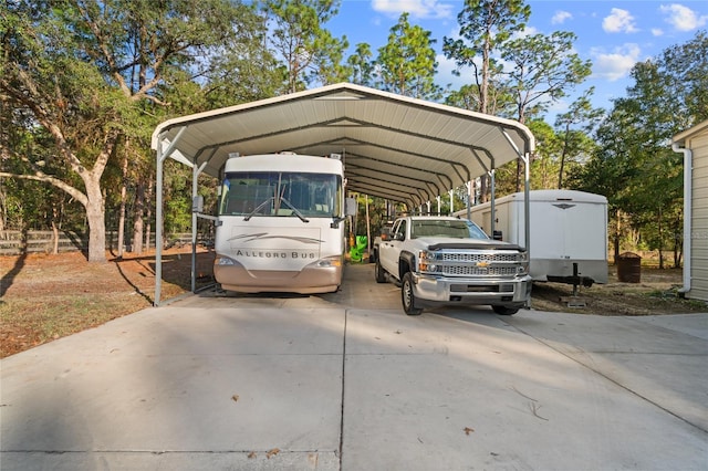 view of car parking featuring a carport