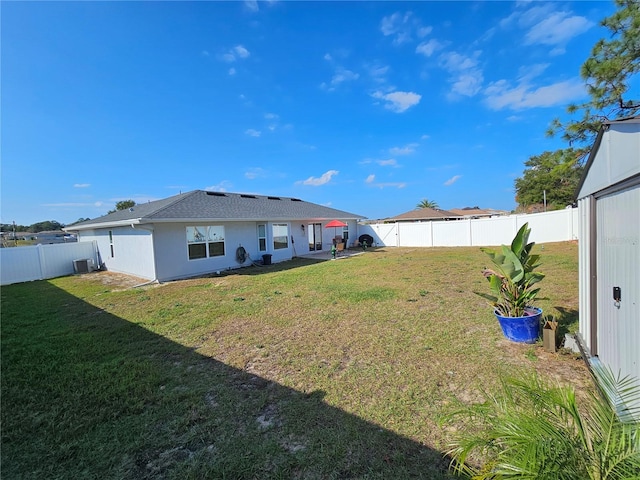 view of yard featuring a fenced backyard