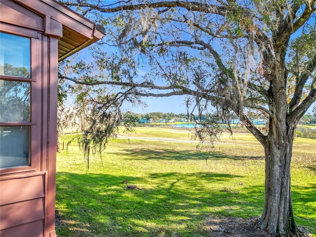 view of yard with a water view