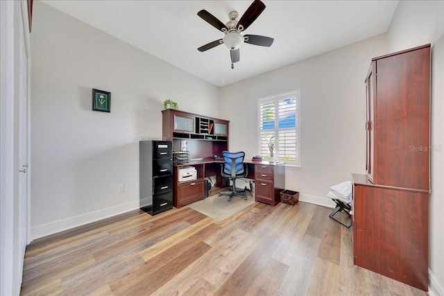 6407 SW 45th Ave, Ocala, FL 34474 - home office with light wood-style flooring, ceiling fan, and baseboards