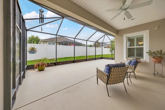 6407 SW 45th Ave, Ocala, FL 34474 - view of patio / terrace featuring ceiling fan and a lanai