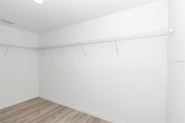 spacious closet featuring light hardwood / wood-style flooring