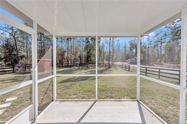 view of unfurnished sunroom