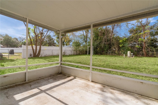 view of unfurnished sunroom