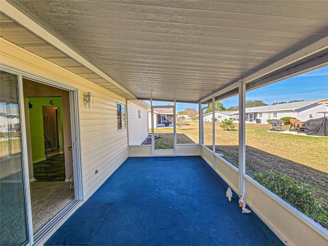 view of unfurnished sunroom