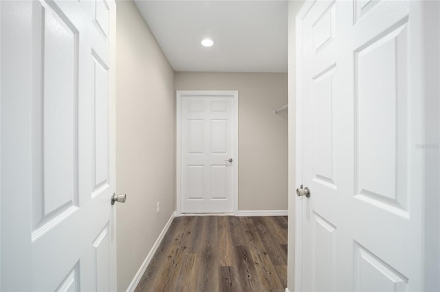 hall featuring dark hardwood / wood-style flooring