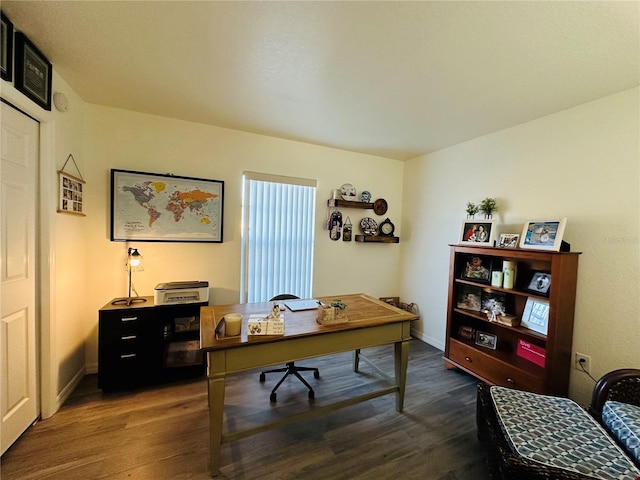 office area featuring dark hardwood / wood-style floors