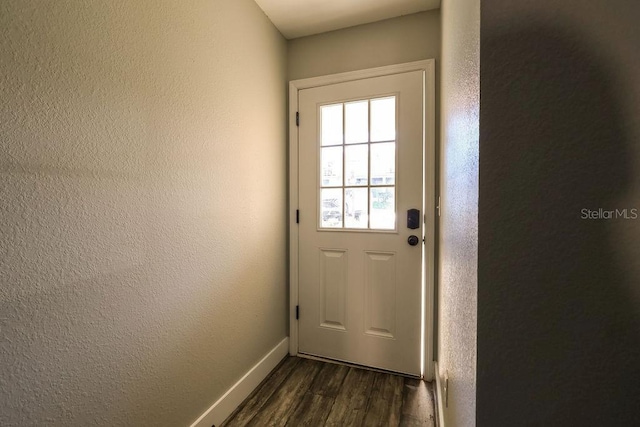 doorway to outside with dark wood-type flooring