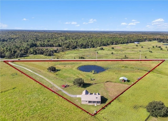 drone / aerial view with a rural view