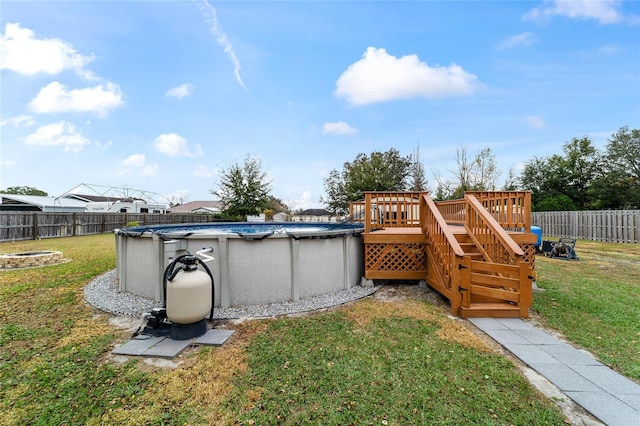 exterior space featuring a swimming pool side deck