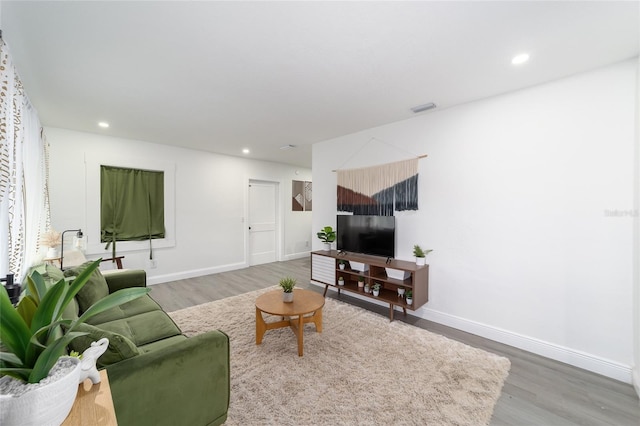 living room with hardwood / wood-style floors