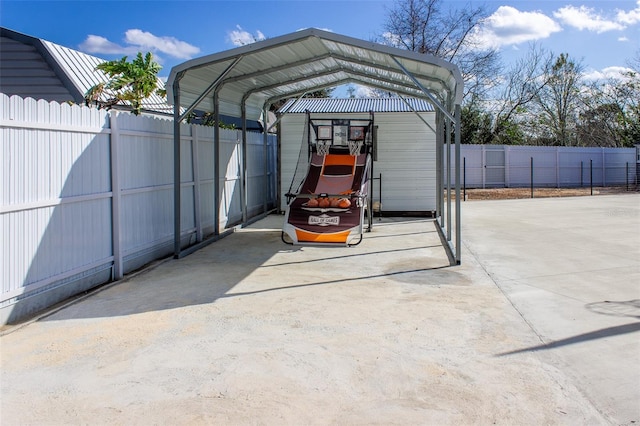 view of car parking featuring a carport