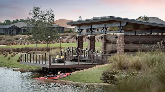 dock area with a wooden deck