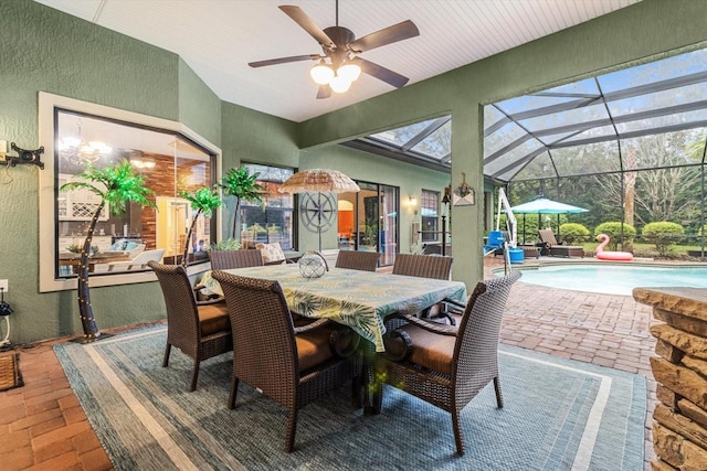 dining area featuring ceiling fan