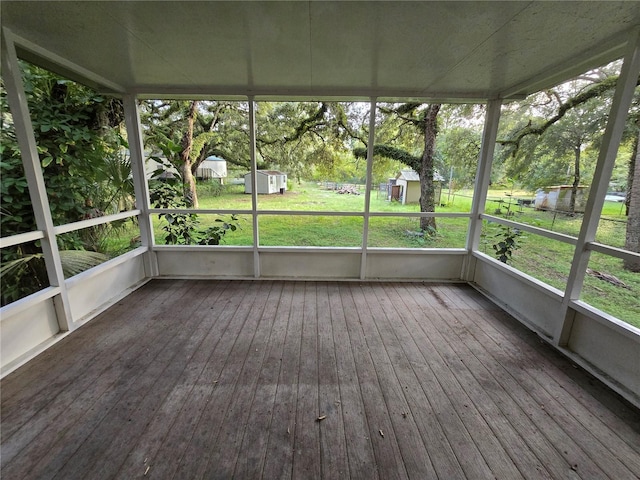 view of unfurnished sunroom