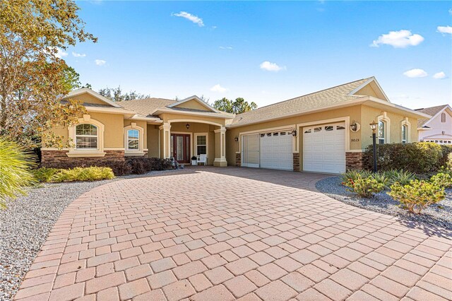 view of front of house with a garage