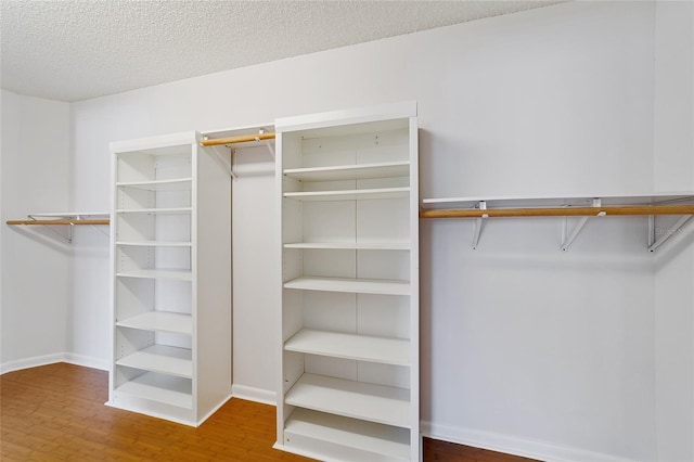 walk in closet featuring wood-type flooring