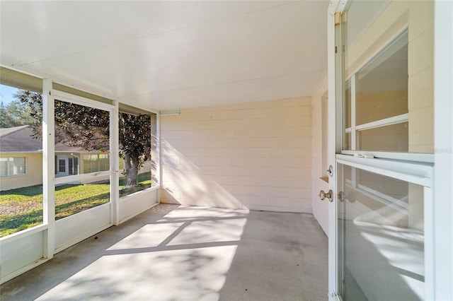 view of unfurnished sunroom