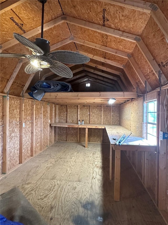 storage room featuring ceiling fan