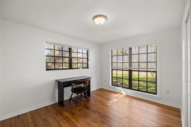 office area featuring hardwood / wood-style floors and plenty of natural light