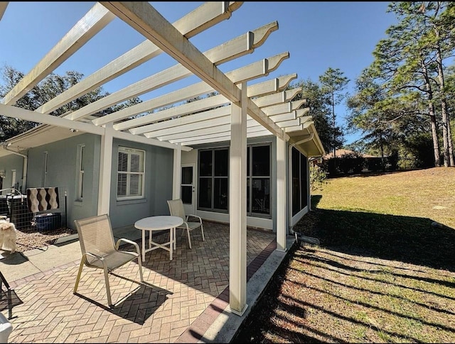 view of patio / terrace featuring a pergola