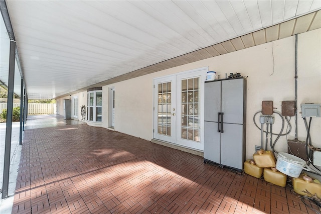 wooden deck with french doors