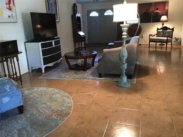 view of tiled living room