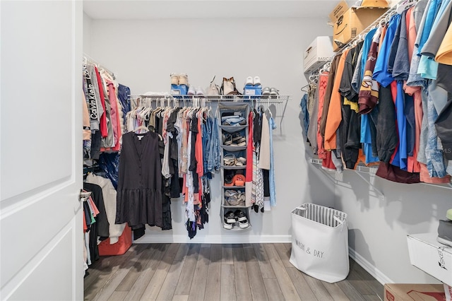 walk in closet featuring wood-type flooring