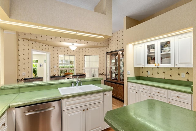 kitchen with white cabinetry, sink, and stainless steel dishwasher