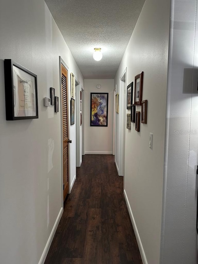 5507 SE 107th Pl, Belleview, FL 34420 - hall featuring baseboards, wood finished floors, and a textured ceiling