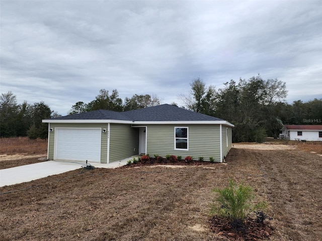 single story home with a garage