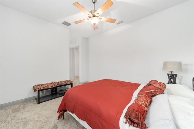 bedroom featuring carpet and ceiling fan