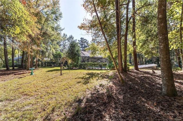 view of yard featuring a lanai