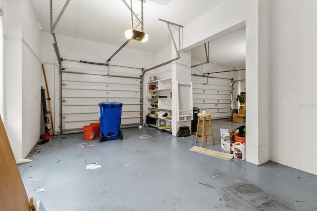 garage with a garage door opener