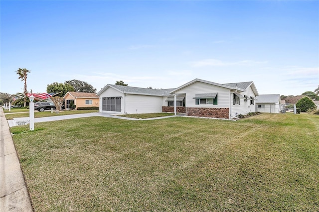 ranch-style house with a front lawn