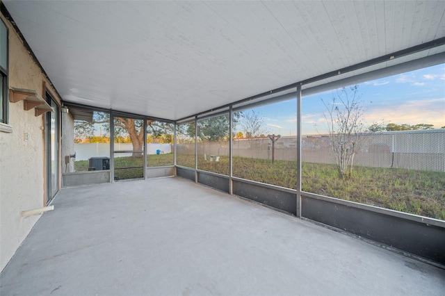 view of unfurnished sunroom