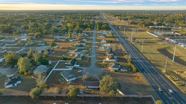 view of aerial view at dusk