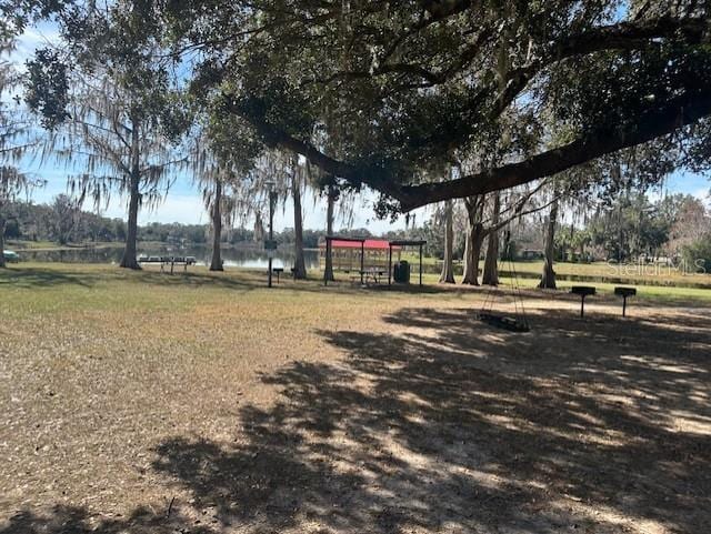 view of yard with a water view