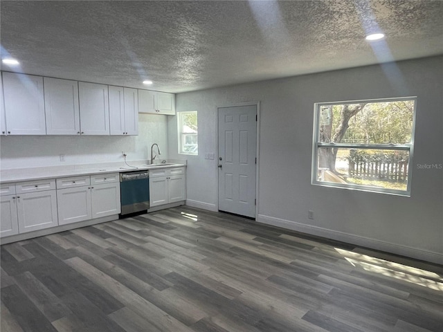 383 S Rooks Ave, Inverness, FL 34453 - kitchen featuring dark wood finished floors, dishwasher, a wealth of natural light, white cabinetry, and a sink