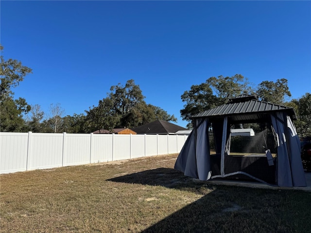 view of yard with a gazebo