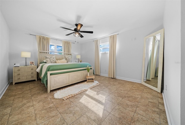 bedroom featuring ceiling fan