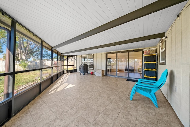 view of unfurnished sunroom