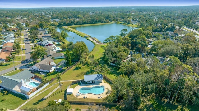 bird's eye view featuring a water view