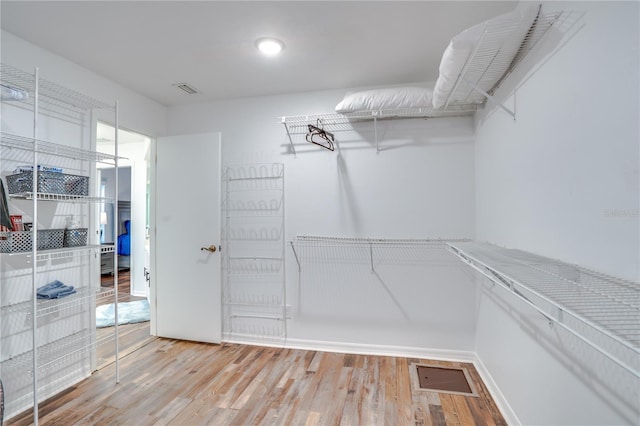 spacious closet featuring light wood-type flooring