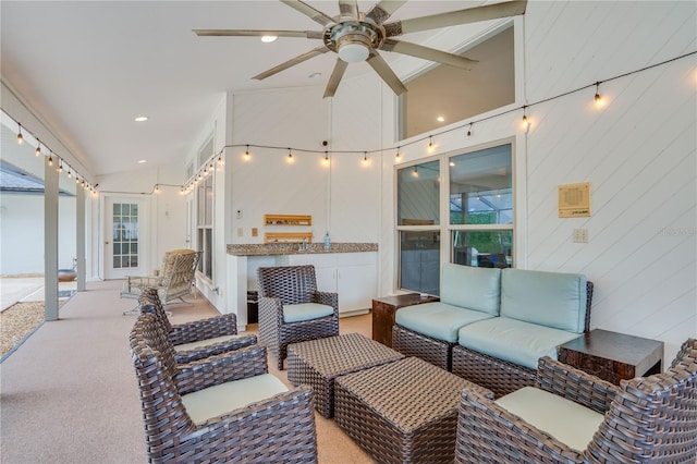 view of patio / terrace featuring an outdoor hangout area and ceiling fan