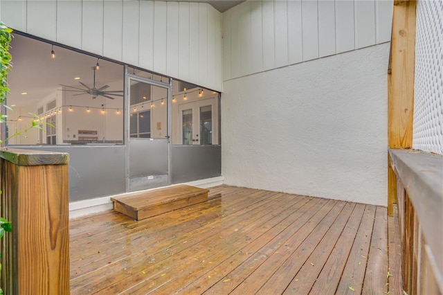 wooden terrace with ceiling fan