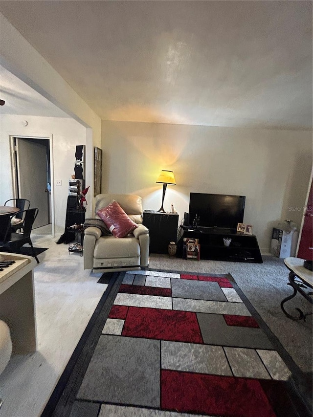 living area featuring carpet floors