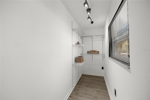 spacious closet featuring light hardwood / wood-style floors