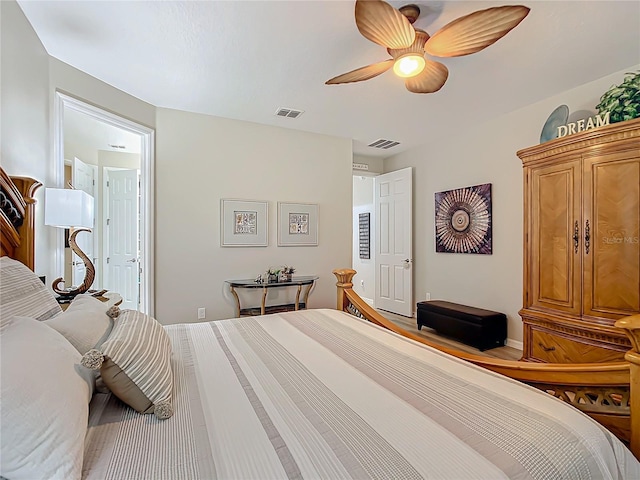 bedroom featuring ceiling fan